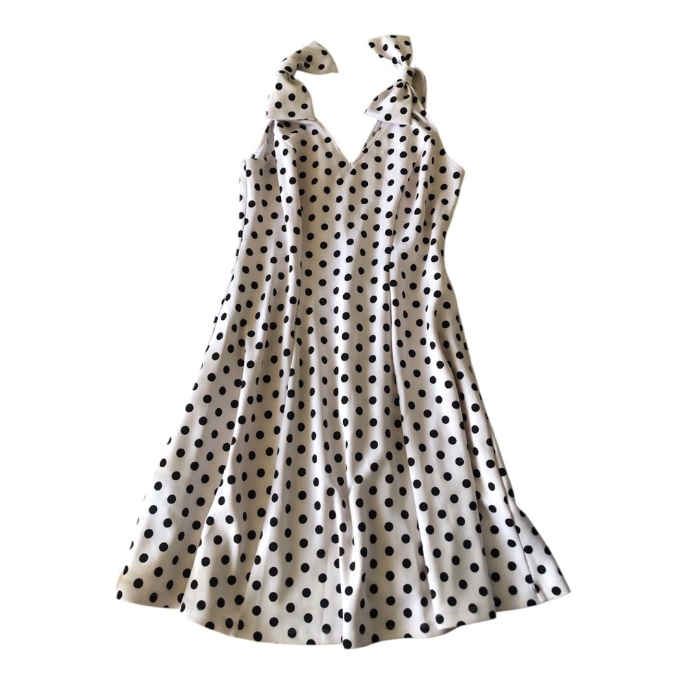 Fashion to Figure Black & White Polka Dot Halter Dress